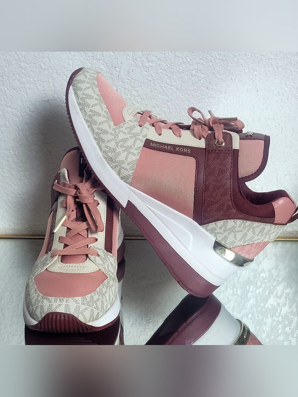 Michael Kors Georgie Trainer Sneakers Pink/Burgundy Size 9 NWOT